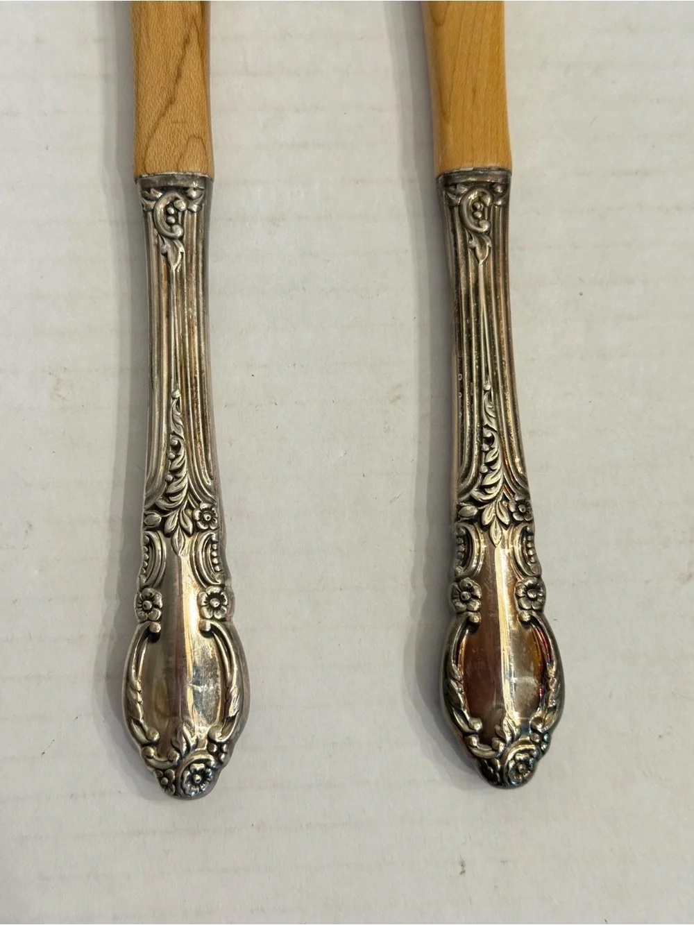 Wood Salad Serving SET Enchantment 1881 Rogers LONDONTOWN Oneida Silverplate